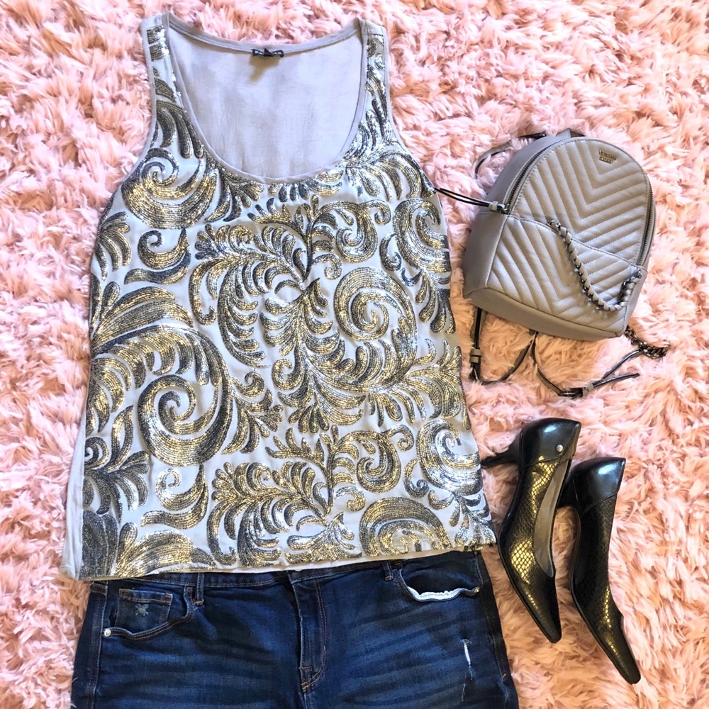 Silver Express Tank Sequin Detail!